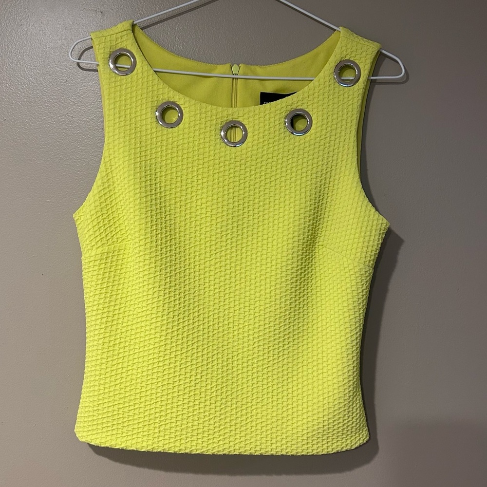 Retro funky statement fitted top maximalist neon rave clubwear festival modest